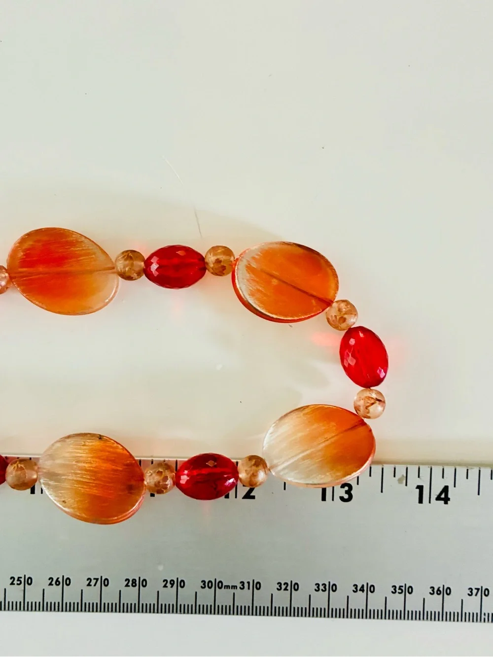 Summer Pop of Color Gradient Orange & Red Beaded Over The Head Necklace Easy EUC